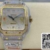 z5330888750504 b00b9eb40579b75961fb1c7bf562a392 Santos De Cartier Diamante Numérico Cor Mostrador Ouro Amarelo 1:1 Melhor Edição AMG Fábrica Pedra Swarovski