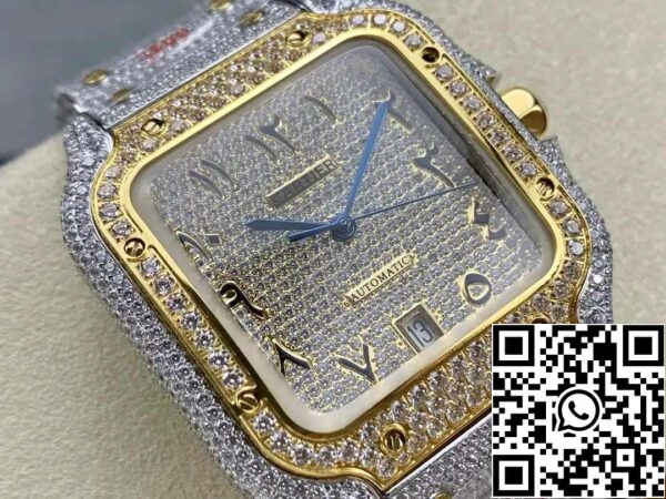 z5330891935483 f18c05b647c4515c13951729c08756f0 Santos De Cartier Diamant Numerieke Wijzerplaat Geel Goud 1:1 Beste Editie AMG Fabriek Swarovski Steen