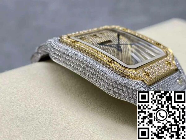 z5330892510658 d990484e6952fee4110475dc40a27337 Santos De Cartier Diamond Numeric Dial жълто злато 1: 1 Най-доброто издание AMG Factory Swarovski Stone