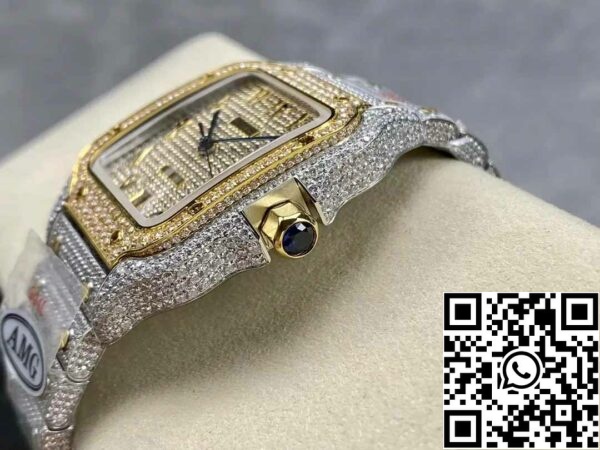 z5330892644350 a91b05150936f8c590cb2560f4d10fbf Santos De Cartier Diamond Numeric Dial κίτρινο χρυσό 1:1 Best Edition AMG Factory Swarovski Stone