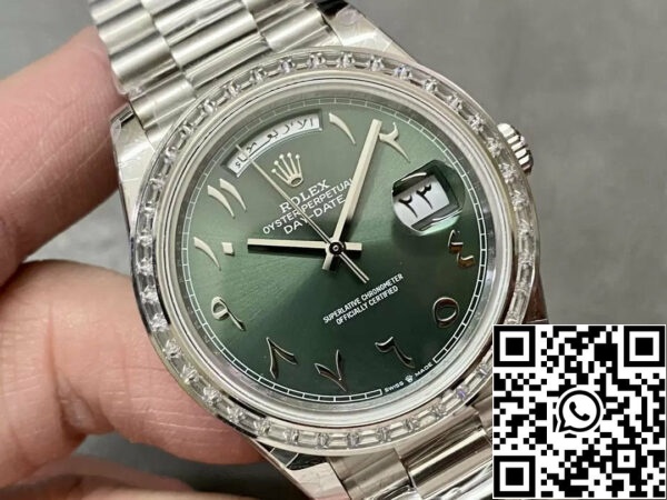 z5331950810315 d6454b203b2ede208dfc06a3611825d0 7222657b f2d5 4d7a ae00 87546c35e47c Rolex Day Date 40 M228236 Arabisch Grünes Zifferblatt 1:1 Best Edition GM Factory V3 Gegengewicht Version