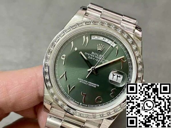 z5331950978589 4fee149cb5610e84bf74e0e31a61bb3a Rolex Day Date 40 M228236 Arabic Green Dial 1:1 Best Edition GM Factory V3 Counterweight Version