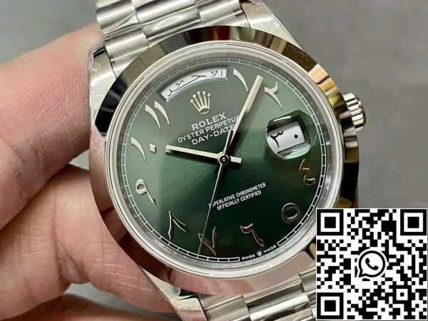 z5331952302227 b7a8d8c4da97ad31d531ec8988b9390b Rolex Day Date 40 M228206-0048 Mostrador árabe verde 1:1 Best Edition GM Factory V3 Versão com contrapeso