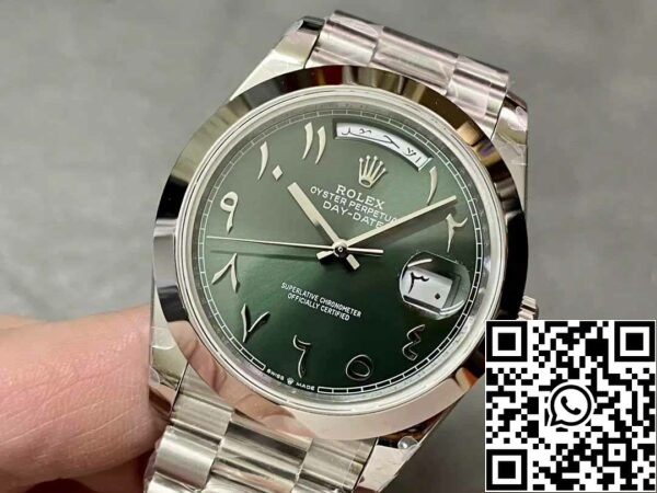 z5331952463331 a0932011770dd676deddeb6315255b99 Rolex Day Date 40 M228206-0048 Arabic Green Dial 1:1 Best Edition GM Factory V3 Tegengewicht Versie