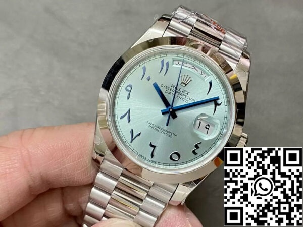 z5332995133106 bf4181db27721af3e41bed3e94bcb2a5 Rolex Day Date 40 M228206-0025 Mostrador árabe azul 1:1 Best Edition AR Factory 3255 Movimento