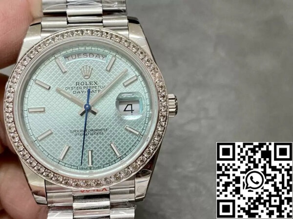 z5337715824134 aaf381ad54b51c2e1a83c93e64463191 Rolex Day Date 40 m228396TBR-0001 Quadrante Blu Diamante 1:1 Migliore Edizione GM Fabbrica V3 Versione Contrappeso