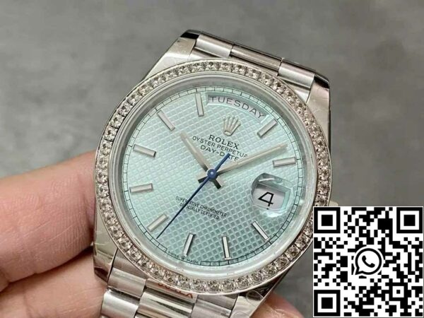 z5337716161471 e13dad5dce1a47846b36af95f51c5279 Rolex Day Date 40 m228396TBR-0001 Quadrante Blu Diamante 1:1 Migliore Edizione GM Fabbrica V3 Versione Contrappeso