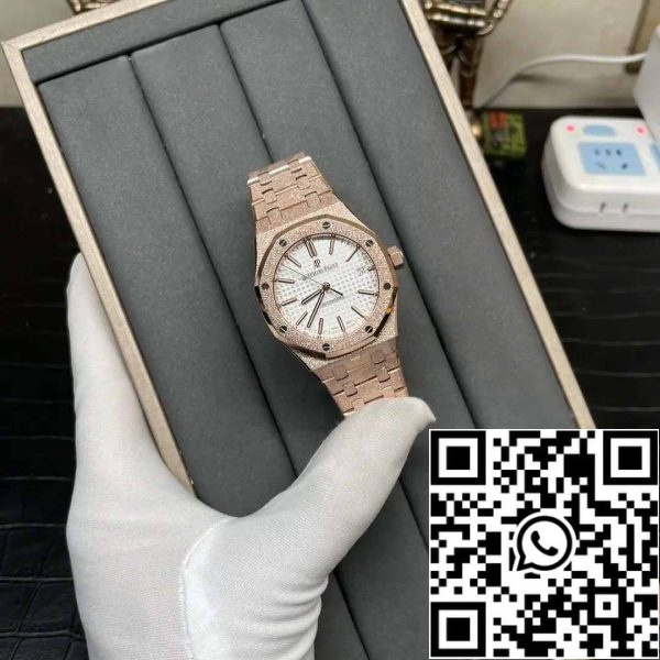 z5345625086187 9581ba74e68d6910a4f446d4dd5b7fb6 Audemars Piguet 15454OR.GG.1259OR.01 Frost Gold 1:1 best edition APS Factory Cadran alb Aur roz