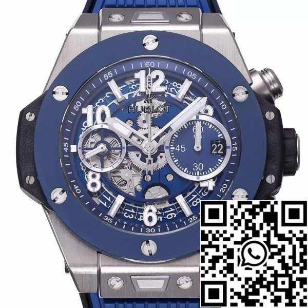 z5349679610201 e55169283b6300919d58e7addd661fd8 Hublot Big Bang Unico Titanium 441.NL.5171.RX 1:1 Best Edition BBF Factory Sininen hihna Keraaminen kehys