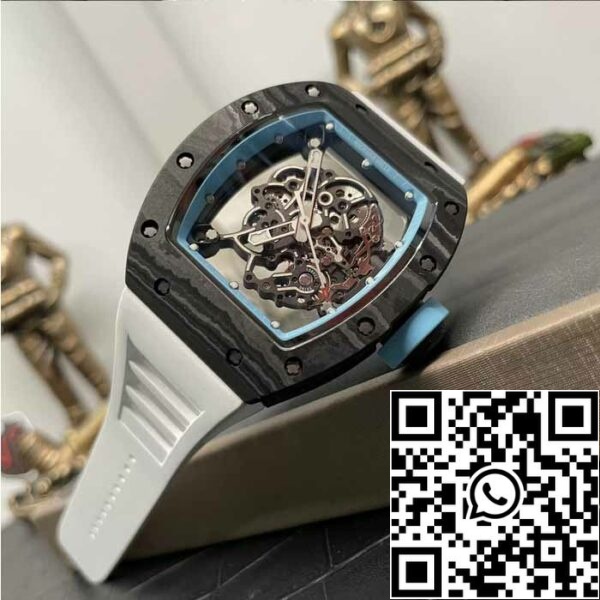 z5358488486486486468 4a747af8c643a7310b6ac048007cdc5f RICHARD MILLE RM055 NTPT من ألياف الكربون 1:1 أفضل إصدار مصنع BBR [V3] حزام مطاطي أبيض