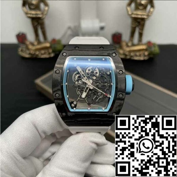 z5358488486789723 5df82fa6170b2ab2ab25e253b0a4721e2d351 RICHARD MILLE RM055 NTPT من ألياف الكربون 1:1 أفضل إصدار مصنع BBR [V3] حزام مطاطي أبيض