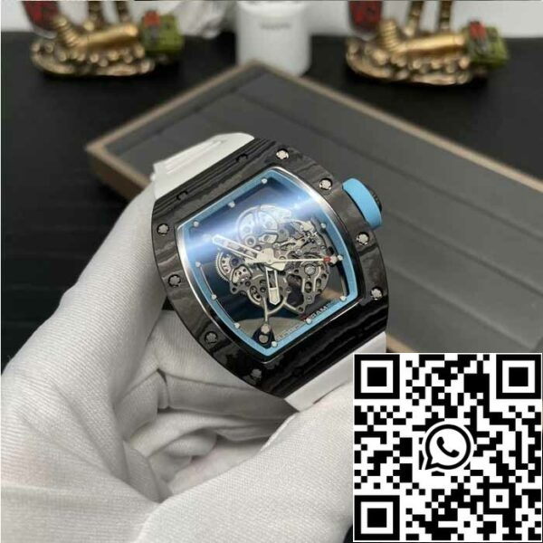 z535848848712124926 6d1845086f63a74666689865f5f25ac32c RICHARD MILLE RM055 NTPT من ألياف الكربون 1:1 أفضل إصدار مصنع BBR [V3] حزام مطاطي أبيض