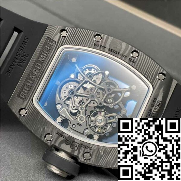 z535848489000000804 17e8358489000804 17e800809272734b7d23effa408ec2ce40 RICHARD MILLE RM055 NTPT من ألياف الكربون 1:1 أفضل إصدار مصنع BBR [V3] حزام مطاطي أسود