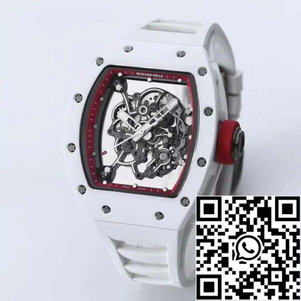 z5358489480517 274c79707239e7bbbd099fe91cfabb75 RICHARD MILLE RM055 Керамический корпус 1:1 Best Edition BBR Factory [V3] Белый каучуковый ремешок