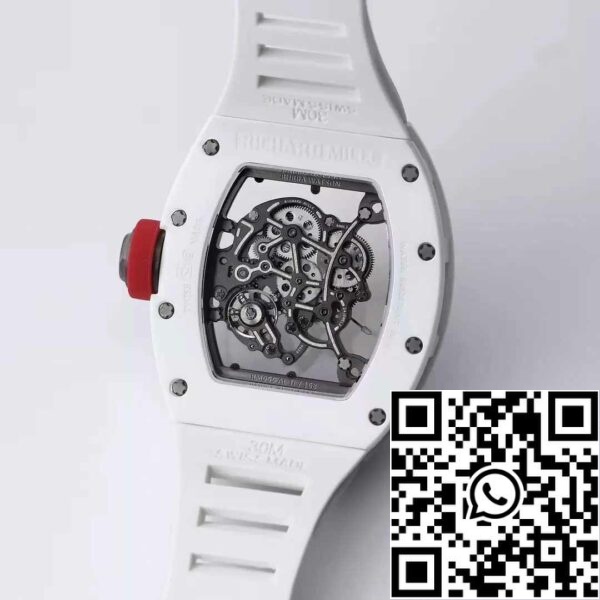 z5358489637166 a9b42c901c48b01fb244f7cb4d46b06c RICHARD MILLE RM055 Κεραμική θήκη 1:1 Best Edition BBR Factory [V3] Λευκό λουράκι από καουτσούκ