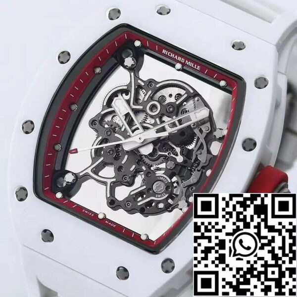 z5358489719393 7c5739d67de5ea930d7baf2e857345be RICHARD MILLE RM055 Κεραμική θήκη 1:1 Best Edition BBR Factory [V3] Λευκό λουράκι από καουτσούκ