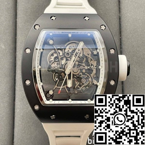 z5358490085017 d5fb0fe4df6d3d9346d2a9688b5d5291 BBR Factory [V3] RICHARD MILLE RM055 RM-055 Schwarzes Keramikgehäuse Weißes Kautschukarmband