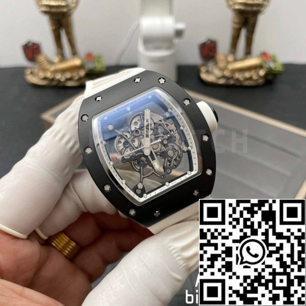 z5358490230770 44412beb8dd8de2d58128b90fdc77033 BBR Factory [V3] RICHARD MILLE RM055 RM-055 Black Ceramic Case White Rubber Strap