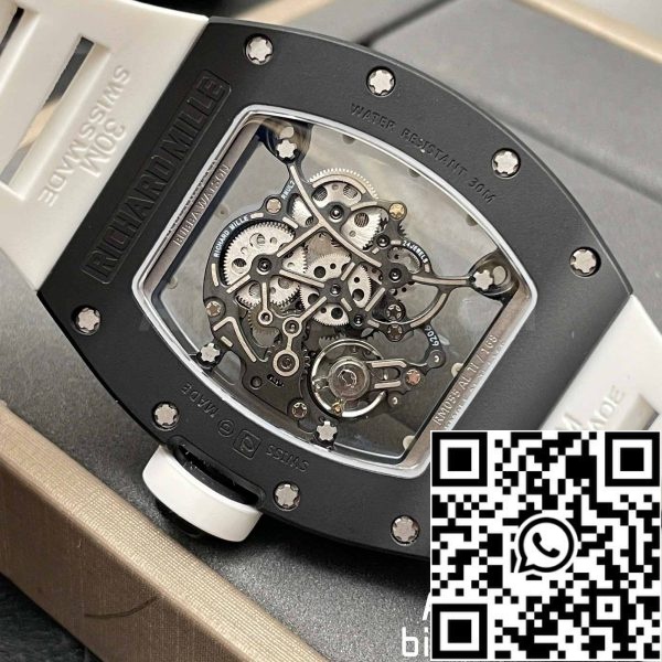 z5358490636083 7127d1e73ce08bbda154dcd793109cf7 BBR Fabriek [V3] RICHARD MILLE RM055 Zwart Keramische Kast Wit Rubber Band