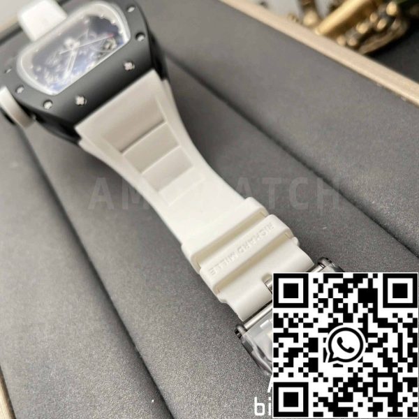 z5358490731034 454bace3240b73fdabeb68d69f2dd3a9 BBR Factory [V3] RICHARD MILLE RM055 RM-055 Black Ceramic Case White Rubber Strap