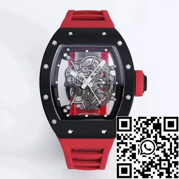 z5358491029366 94ffda114ddc2eb6eeec54aa1e81761c BBR Factory [V3] RICHARD MILLE RM055 RM-055 RM-055 Fekete kerámia tok Piros gumiszíj