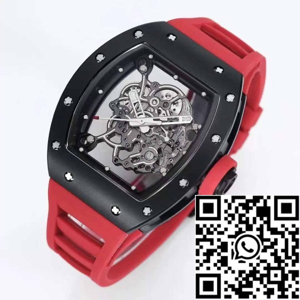 z5358491194170 219eb772533ee33284364fa871c626e6 BBR Factory [V3] RICHARD MILLE RM055 RM-055 Caja de cerámica negra Correa de caucho roja