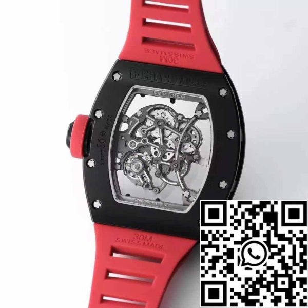 z5358491502343 637063bc65661b58d22c697897be627d BBR Factory [V3] RICHARD MILLE RM055 RM-055 Black Ceramic Case Red Rubber Strap