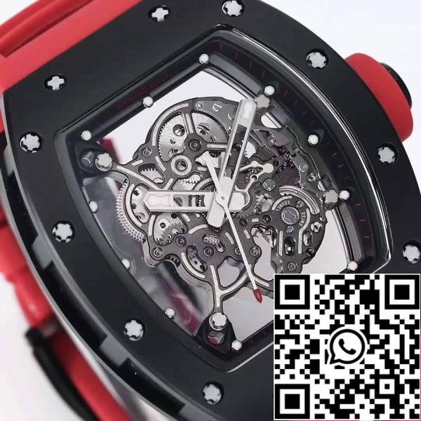 z5358491582429 bce0382db3ce5f0918a7131dd7644ddc BBR Factory [V3] RICHARD MILLE RM055 RM-055 Schwarzes Keramikgehäuse Rotes Kautschukarmband