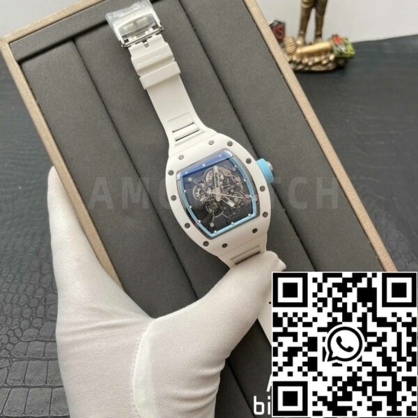 z5358492606015 e38e01675bbd51ad911590b167304946 RICHARD MILLE RM055 Белый керамический корпус 1:1 Best Edition BBR Factory [V3] Белый каучуковый ремешок