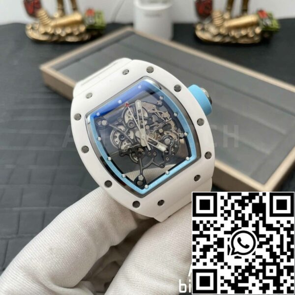 z5358492669024 433f458cd89735ca52ee824d01921903 RICHARD MILLE RM055 Белый керамический корпус 1:1 Best Edition BBR Factory [V3] Белый каучуковый ремешок