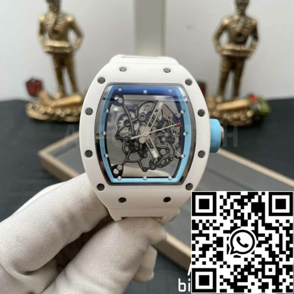 z5358492759602 33910b0743c0c1de5762e13709d025c4 RICHARD MILLE RM055 White Ceramic case 1:1 Best Edition BBR Factory [V3] White Rubber Strap