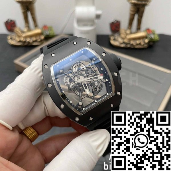 z5358493718602 405c4025fb0566e1bf0f0bb8a1278ec3 BBR Factory [V3] RICHARD MILLE RM055 RM-055 RM-055 Fekete kerámia tok Fekete gumi szíj