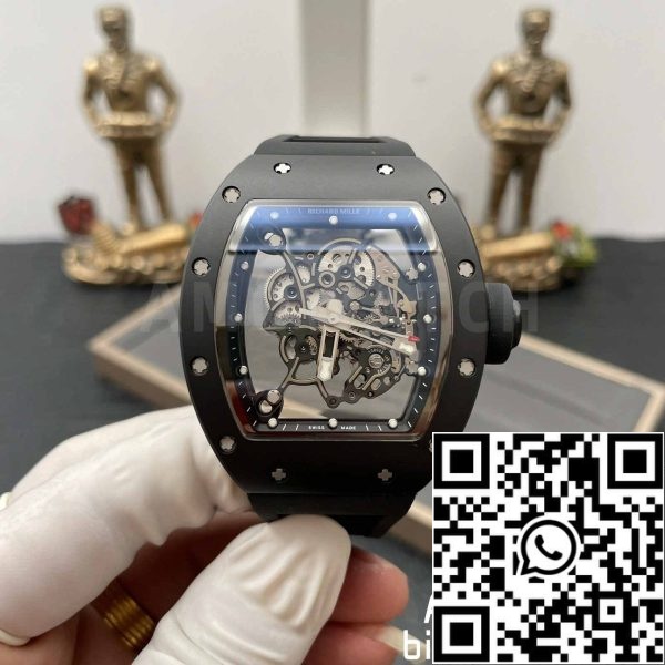 z5358493808976 51e5f64a598258b114a0905c7112a260 BBR Factory [V3] RICHARD MILLE RM055 RM-055 Carcasă ceramică neagră Curea de cauciuc neagră