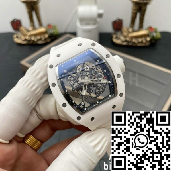 z5358494400382 a19fa6f9d300923910112bfb6533e0be RICHARD MILLE RM055 Hvid keramisk kasse 1:1 Best Edition BBR Factory [V3] Gummirem