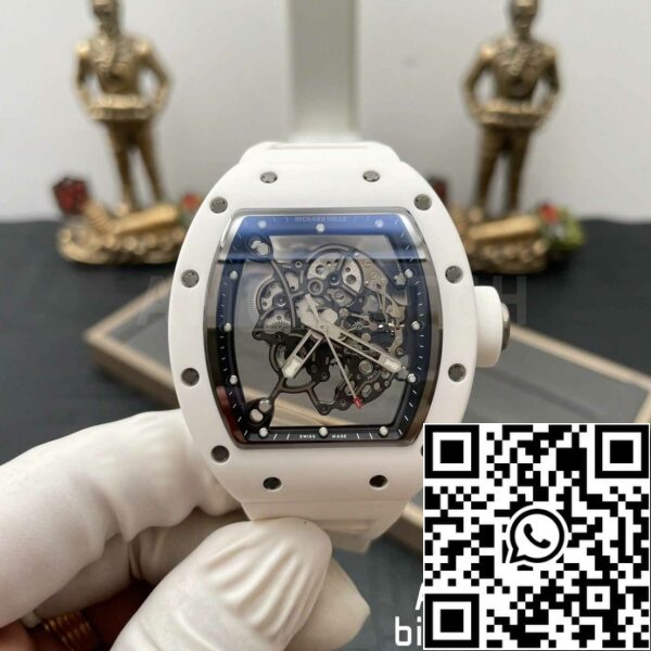 z5358494488898 d55e1bc8fa4f0eadc9e130c59a9f43e5 RICHARD MILLE RM055 Cassa in ceramica bianca 1:1 Best Edition BBR Factory [V3] Cinturino in gomma