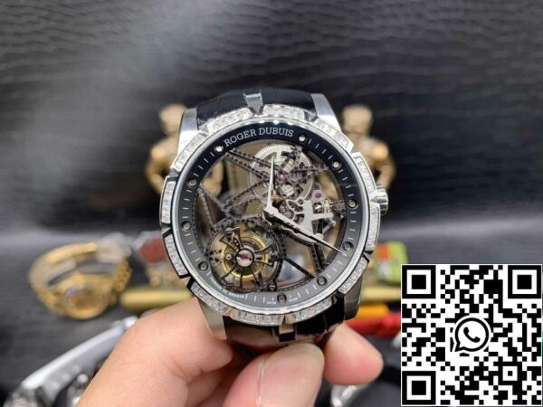 z5358542705683 fb518d095334ecd30eb3581df91f9015 Roger Dubuis Excalibur RDDBEX0393 Caixa prateada 1:1 Best Edition BBR Factory V3 Tourbillon Skeleton Dial