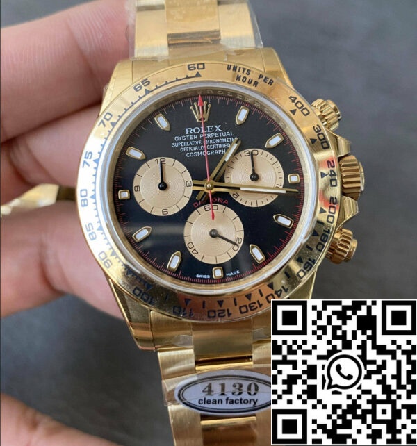 z5397871316288 38a8741a45026769722cb35ed763e42e Réplica Rolex Cosmograph Daytona m126508-0002 Movimento 4130 em ouro amarelo limpo de fábrica