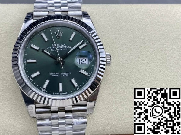 z5412646397910 d4e40eaaf0fb0c4c8eb00d54f0901563 Rolex Datejust M126334-0028 41mm Oyster Strap VS Factory zöld számlapos jubileumi szíj VS Factory zöld számlapos jubileumi szíj