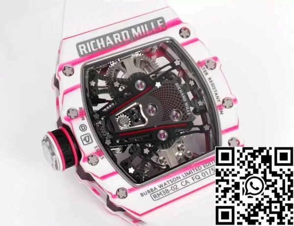 z5422912362742 be02cea3217889c3880deaf48e5fc180 Richard Mille Bubba Watson Tourbillon RM38-02 1:1 Mejor edición Correa de caucho blanca