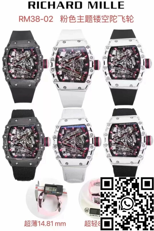 z5422913581230 942b157a33ab6188be96b003a81e2f31 Richard Mille Bubba Watson Tourbillon RM38-02 1:1 Best Edition Бяла каучукова каишка