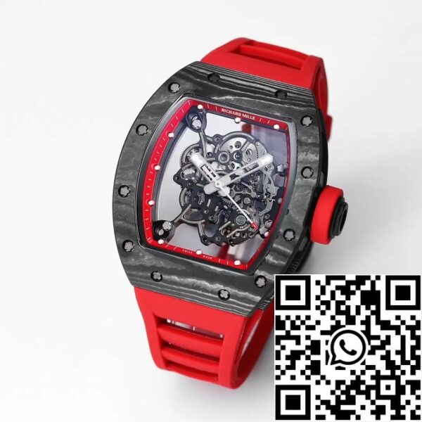 z5434578827521 b3a2cf8989f7a6f8842c63a8621641a9 RICHARD MILLE RM055 Újratervezett eredeti 1:1 Best Edition BBR Factory 2024 Piros szíjjal