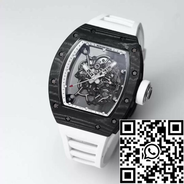 z5434579510325 d9823aa6cea300b10a09fa568b8b349f RICHARD MILLE RM055 Przeprojektowany oryginał 1:1 Best Edition BBR Factory 2024 Biały bezel Czarny pasek