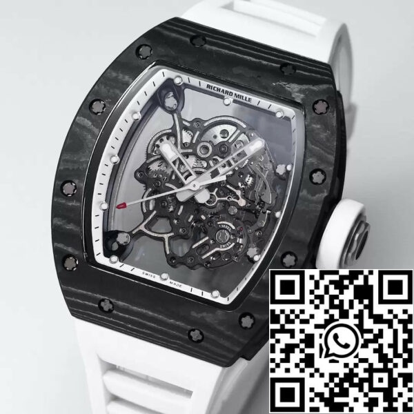 z5434579602338 07bd0d9805095fabf11abb2d406e4771 RICHARD MILLE RM055 Edizione originale ridisegnata 1:1 Best Edition BBR Factory 2024 Lunetta bianca Cinturino nero