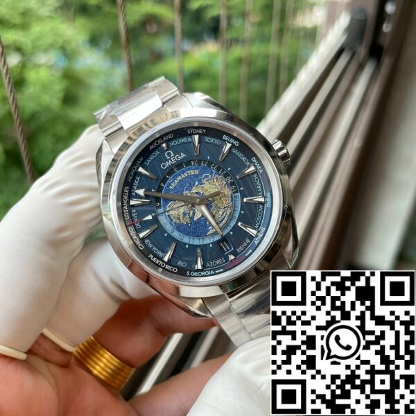 z5438266490397 aba9dbc9385ab9d663efe0eb9e96175e Omega Seamaster Aqua Terra GMT Worldtimer 220.10.43.22.03.001 Best Edition VS Factory Blue Dial