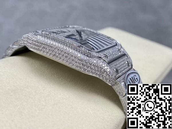 z5446763581453 0715e3a0588e75ef66ff9bf870836f76 Santos De Cartier gyémánt numerikus ezüst számlap 1:1 Best Edition AMG Factory Swarovski kő gyári kiadás