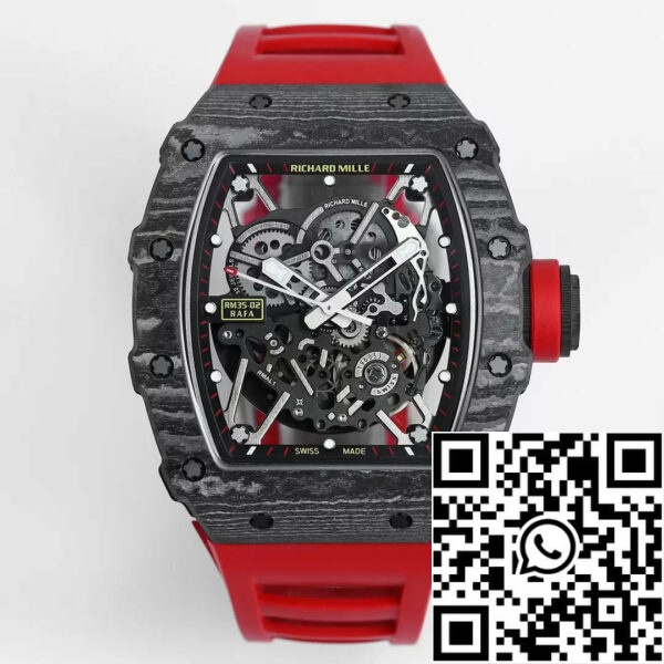 z5465875296653 bb26b22f3843d05f696cf887ce2e03e8 Richard Mille RM035-02 1:1 Best Edition BBR Factory NTPT Carbon Case Red Strap