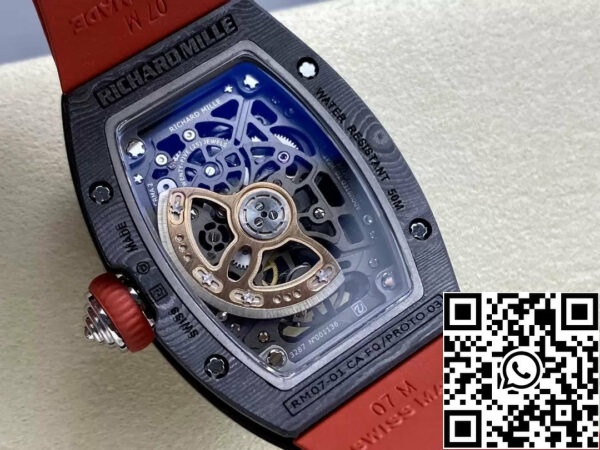 z5492135638229 be0ab56ef2538f329f418cdc1b81f187 Richard Mille RM 07 RM007 Carbon NTPT Gehäuse 1:1 Best Edition G+ Factory Red Strap