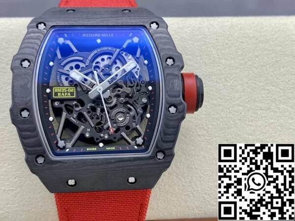 z5492139367673 7c7ed452a3cef9b08368468609374d6e Richard Mille RM035-02 G+ Factory RM3502 Carbon NTPT Red Velcro Strap