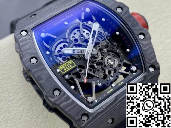 z5492142571559 9ea55a735c23c90dc016f2b5bc792b56 Richard Mille RM035-02 G+ Factory RM3502 Carbon NTPT Svart gummirem