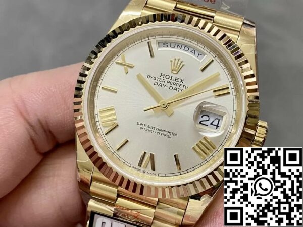 z5492566004933 8baa265f52dda0d2efe3a6558e677fa2 Rolex Day Date 40 m228238-0042 Silver Dial 1:1 Best Edition Versão de contrapeso 183 Gramas QF Factory